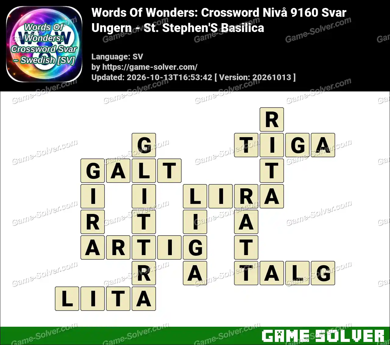 Words Of Wonders: Crossword Nivå 9160 Svar – Ungern – St. Stephen’S Basilica